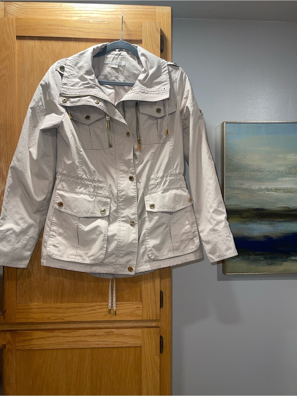 MICHAEL Michael Kors Cream Utility Jacket with Gold Hardware